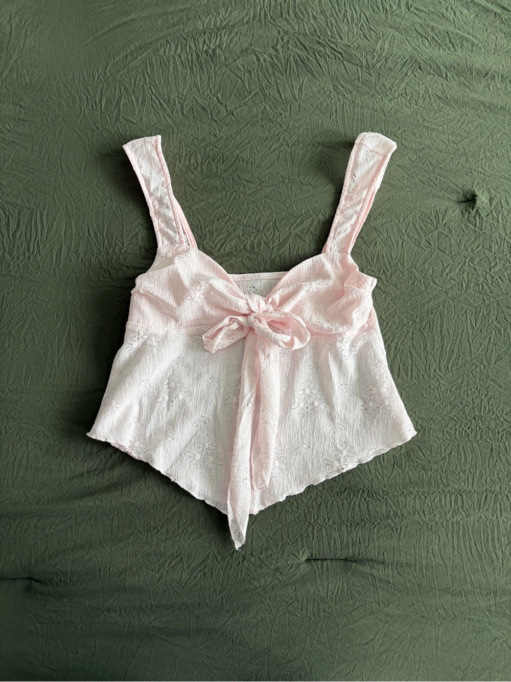 Cider Light Pink Lace Tie-Front Tank Top